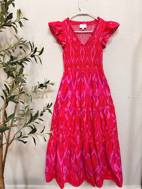 Sugarlips Dresses & Skirts - Sugarlips Pink and Red V-Neck Tiered Maxi Dress